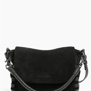 Aimee Kestenberg Black Suede Shoulder Bag with Wrapped Handle